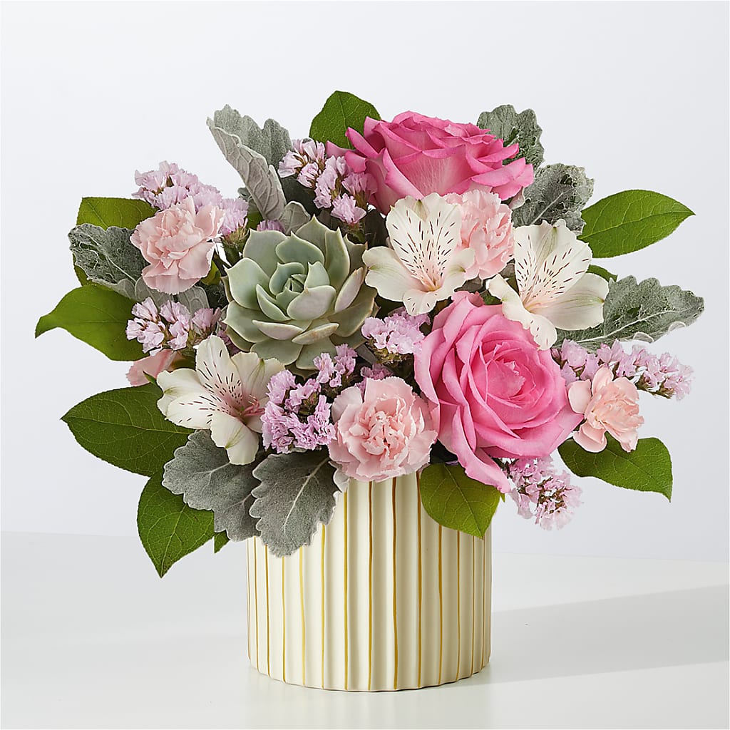 Dusty Rose Bouquet with Ivory Vase – Laurie Clark Designs, Thamesville ON