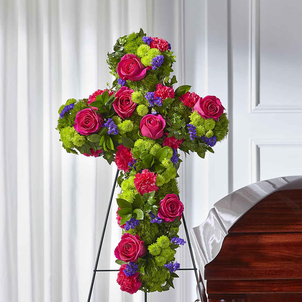 Tribute Rose Floral Cross – Laurie Clark Designs, Thamesville ON