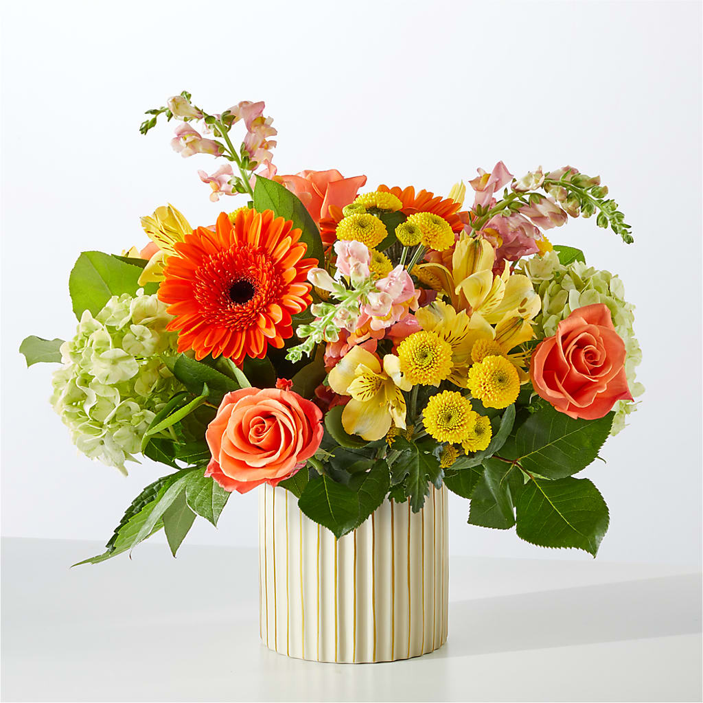 Autumn Sunshine Bouquet with Ivory Vase –  Laurie Clark Designs, Thamesville ON