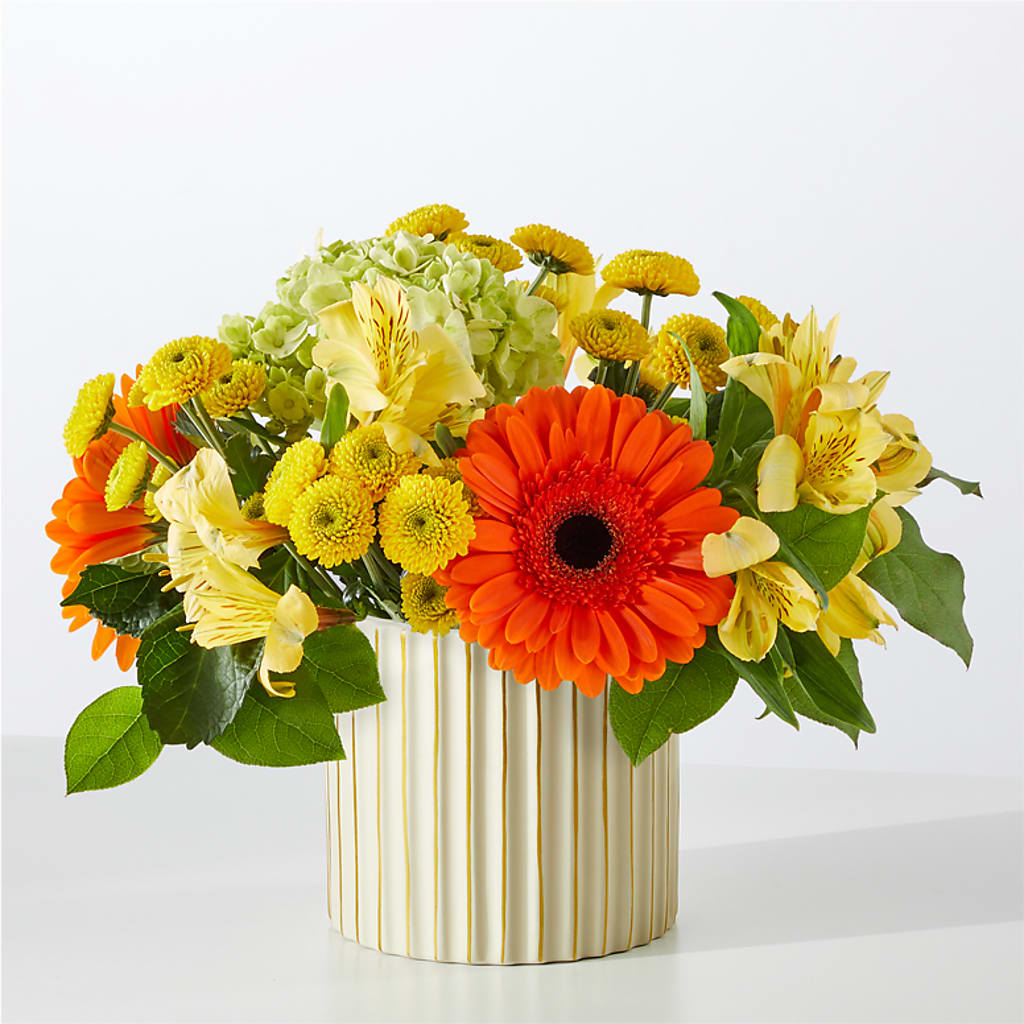 Autumn Sunshine Bouquet with Ivory Vase –  Laurie Clark Designs, Thamesville ON