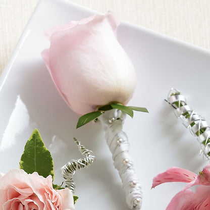 Pink Rose Boutonniere –  Laurie Clark Designs, Thamesville ON