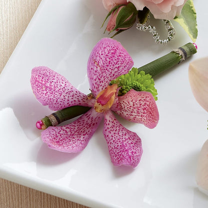 Pink Mokara Boutonniere –  Laurie Clark Designs, Thamesville ON
