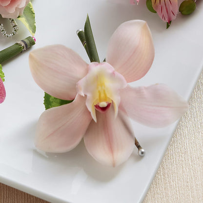 Pink Cymbidium Boutonniere –  Laurie Clark Designs, Thamesville ON
