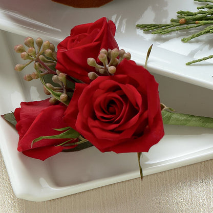 Red Spray Rose Boutonniere –  Laurie Clark Designs, Thamesville ON